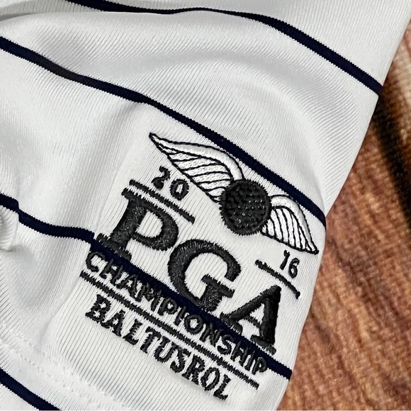 Under Armour Baltustrol 2016 Men's White Striped Polo Shirt Golf Golfer - Picture 4 of 6